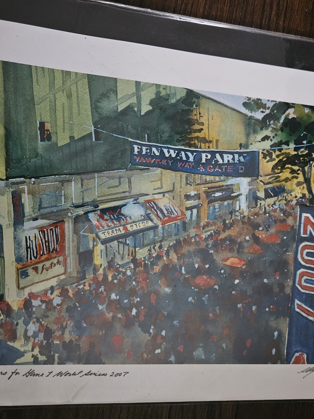 Fenway Park Crowded Street Watercolor Art Print - Multicolor - Picture 2 of 3
